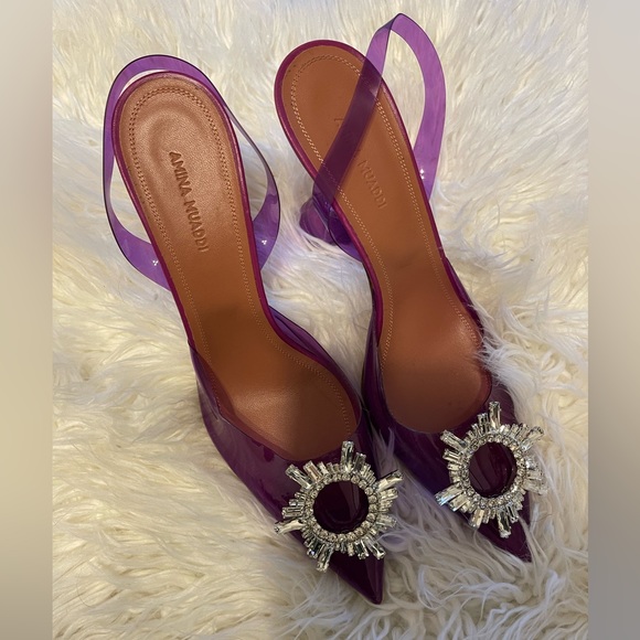 Amina Muaddi Begum Glass purple Size 39.5 - Picture 1 of 7